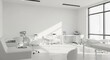 © Elenba - Bright medical room, clean and modern space, showing examination beds and equipment. Bright medical room symbolizes sterility and advanced technology for patient care.