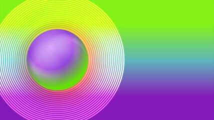Wall Mural - Colorful minimal liquid gradient abstract background with bright sphere. Seamless looping geometric motion design. Video animation Ultra HD 4K 3840x2160