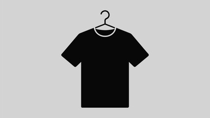 Classic black t-shirt on a hanger, a wardrobe essential, perfect for fashion layouts, design mockups and showcasing apparel brands with style