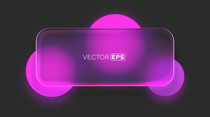 Wall Mural - Modern Neon Glow Frame with Blurred Circles on Dark Background. A stylish abstract design element.
