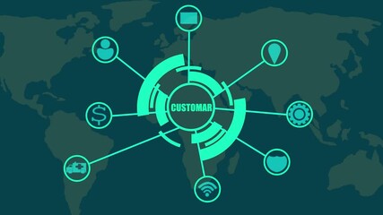Wall Mural - Global Customer Network Connection Diagram with World Map Background image photo