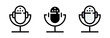 © Frank - Conjunto de iconos de micrófono de podcast. Comunicación digital, grabación profesional, transmisión online. Ilustración vectorial