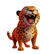 © Agung - Adorable cartoon cheetah cub laughing hysterically on a white background.