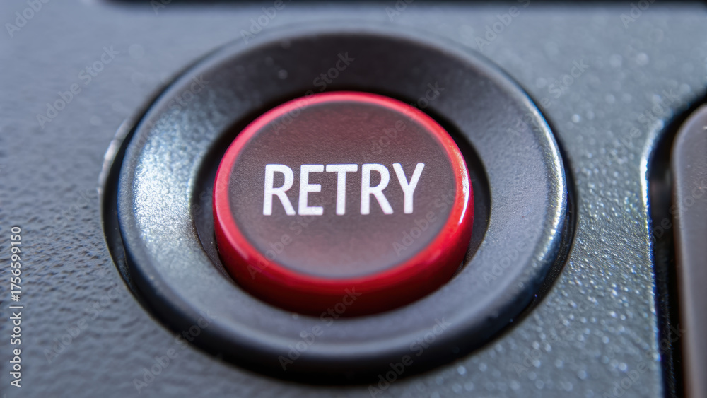 System Retry Button Retry ai programmer prompt encouraging second chance button in close up ...