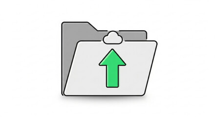 Folder with cloud and arrow pointing upwards, perfect for cloud storage, data backup, and online file management themes
