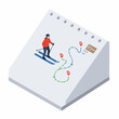 © ToonzyDesign - Isometric Illustration of Winter Skiing Trip Planning on Paper Schedule