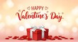 © AlfaSmart - Valentine's day celebration with red gift box and heart shapes, perfect for greeting card or poster design