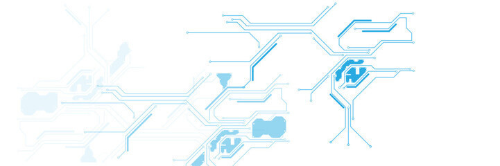 Wall Mural - Technology blue circuit diagram on white background. electrical line on white engineering technology concept vector panorama background