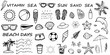 © Barsha - Collection of hand drawn beach and summer icons with text vitamin sea sun sand sea beach days