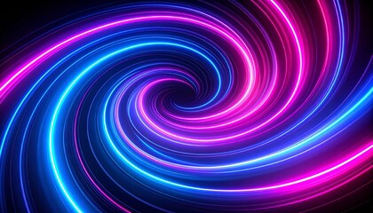 Wall Mural - Abstract digital art with a vibrant purple and pink spiral design, creating a twirl of light and energy in a dynamic vortex pattern