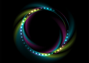 Wall Mural - Vibrant shiny blurred flickering rings abstract background. Vector futuristic glowing circle tech design