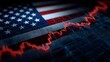 © Kdhtdg - Abstract representation of the united states economy facing a downturn with a downward trending financial chart overlaid on the national flag