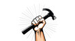 © Femke - A powerful fist holding a hammer in a triumphant pose.