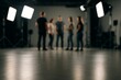 © diproduction - Group of people blurred in professional studio with lighting equipment, symbolizing teamwork and collaboration concept in creative industry setup. Ai generative