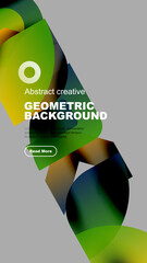 Wall Mural - Abstract geometric background features vibrant green, black, yellow shapes. Text promotes creative content, includes read more button.