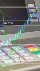 Wall Mural - Animation of financial data processing over atm machine