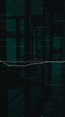 Wall Mural - Financial data processing over cityscape against dark background