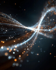 Wall Mural - Abstract Particle Trail: A mesmerizing abstract composition of glowing particles, trails, and streams, intricately interwoven in a dance of light. Evoking a sense of energy, motion.