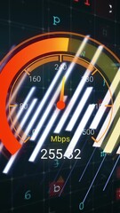 Wall Mural - Animation of data processing over speedometer