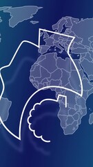 Wall Mural - Animation of ai data processing with icon and world map