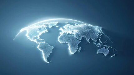 Wall Mural - Globe Global data visualization with a glowing grid overlaying a world map.