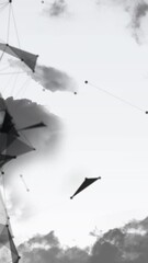 Wall Mural - Plexus network against clouds moving in the sky