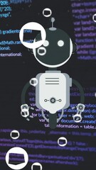Wall Mural - Animation of ai chat bot and icons over data processing background