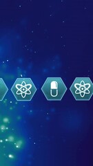 Wall Mural - Animation of icons and scientific data processing on dark background