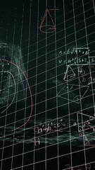 Wall Mural - Animation of data processing and mathematical equations over screens