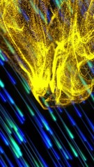 Wall Mural - Animation of dynamic wave pattern and lines moving in circular motion against black background