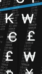 Wall Mural - Animation of icons and data processing over screen