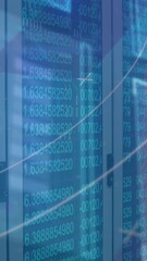 Wall Mural - Animation of data processing over server room