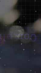 Wall Mural - Animation of globe and data processing over city traffic at night