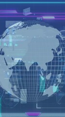 Wall Mural - Animation of infographic data with graphs, globe processing on digital interface