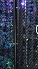 Wall Mural - Animation of icons and data processing over computer server