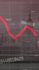 Wall Mural - Animation of changing numbers floating over data processing against aerial view of cityscape