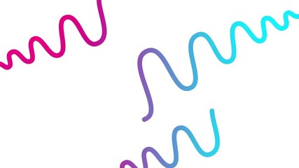 Wall Mural - Animated pink and blue decorative wavy lines is drawn. Linear background. Looped video. Vector illustration isolated on white background.