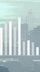 Wall Mural - Animation of financial data processing over cityscape