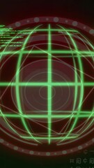 Wall Mural - Animation of data processing over globe and scope scanning
