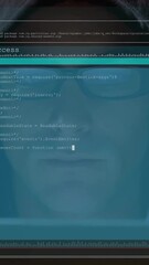 Working on animation, hacker in hooded jacket coding on computer screen