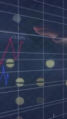 Wall Mural - Interacting with animation of rising financial graph and data visualization in hand
