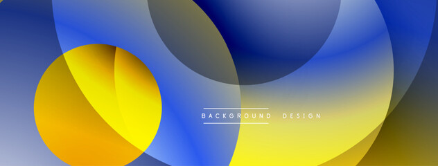 Poster - Abstract fluid shapes overlap. Blue, yellow hues create dynamic composition. Modern design element for backgrounds, banners.