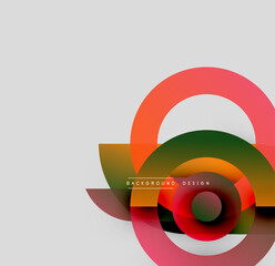 Poster - Abstract colorful shapes overlap, creating dynamic visual effect. Gradient hues blend, forming modern background design.
