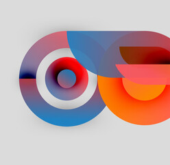 Poster - Abstract design features overlapping colorful circles, gradients. Modern aesthetic, simple background, visually appealing composition.