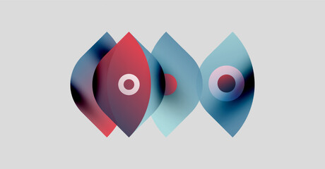Poster - Abstract shapes overlap, creating vibrant color gradients. Red, blue hues dominate design, centered on white background. Modern, minimalist aesthetic.