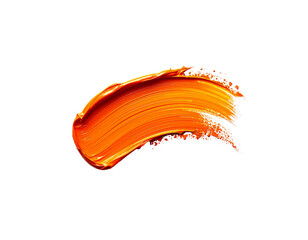 Wall Mural - Abstract paint splashes in orange and yellow with a paint brush isolated on white