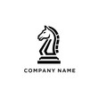 © Asep - Elegant Black and White Chess Knight Logo Design for Strategic Branding.