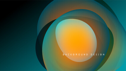 Poster - Abstract circles overlap, creating vibrant color gradients. Orange, teal, black blend smoothly. Modern design element.