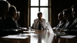 © Attila Kapodarca - Lone Executive Sitting at Long Table During Intense Business Meeting