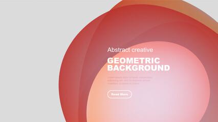 Wall Mural - Abstract geometric background features overlapping circles, gradient colors, text, button. Modern design, simple composition.